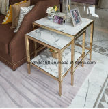 Golden Color Beautiful Marble Side Table Set