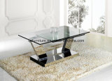 Modern Rectangle Extendable Functional Coffee Table with Silver Legs