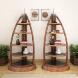 American Style Antique Wood Sailboat Shape Bookcase in Living Room