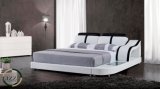 Modern Solid Wood Double Bed with LED