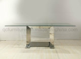 Metal Base Glass Top Dining Table Set