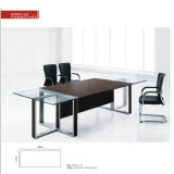 Wooden Design Manager Office Desk with Tempered Glass
