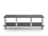 Rectangle Style Stainless Tube Glass TV Stand (TV107)