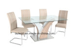 Tempered Glass High Glossy Painted and Paper Covering MDF Diningtable