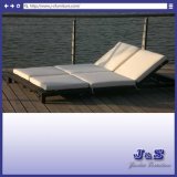 2 Seating Outdoor Rattan Chaise Lounge Chair Set, Garden Patio Wicker Furniture (J4195)