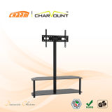 Economical Tempered Glass LCD Plasma TV Floor Stand Has TV Bracket Suit TV Size 55