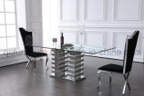 Modern Dining Room Furniture Glass Top Stainless Steel Dining Table