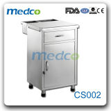 Medical Table Furniture for Ward Room Use, Hospital S. S. Bedside Table Cabinet with Rubber Base