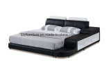 Modern Home Furniture Full Leather Storage Bed with Wooden Frame