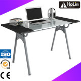 Tempered Glass Computer Desk with Metal Frame for Home Laptop Use