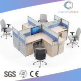 Cross Office Workstation L Shape Office Table with Wood Partition (CAS-W31430)
