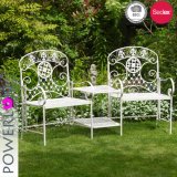 Beautiful White Garden Table with Chair Paito Set