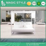 Outdoor Aluminum Daybed with PU Cushion Hotel Sunbed Garden Sunbed Leisure Sun Lounger with Curtians Modern Daybed
