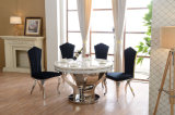 Fancy Round Marble Dining Table with Silver Flower Shape