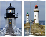 Lighthouse Design Living Room Canvas and Wooden Printing Decorative Folding Screen Room Divider X 3 Panel