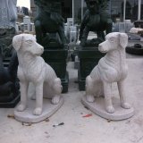 Hand Carved Granite Guardian Dog Sculpture for Garden