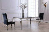 8 Seater Stainless Steel Marble Dining Table with Chairs