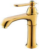 Gold Color Surface Brass Body Antique Style Basin Faucet