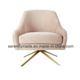 Luxury Pink Single Fabric Lvetdining Room Sofa Chair with Stainless Steel Legs