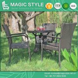 Hot Sale Rattan Dining Chair Wicker Round Table Stackable Patio Chair Outdoor Dining Set (Magic Style)