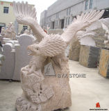 Yellow Granite Stone Garden Eagle Sculptures for Outdoor Decoration