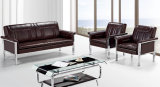 Hot Sales Popular New Design Office Leather Sofa with Metal Frame Double Cushion 1+1+3