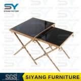 Hotel Furniture Steel Side Table Glass Coffee Table for Sale