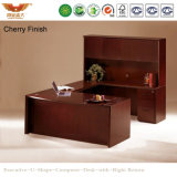 Wooden Luxury Multi-Purpose Executive Office U Shape Computer Curved Desk with Side Table Bookcase (HY-U01)