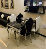 Modern Marble Top Rectangle Stainless Steel Dining Table