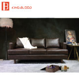 American Style Living Room Brown Color Italy Nappa Genuine Leather Sofa Set Design