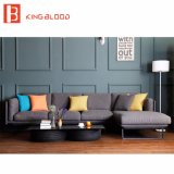 Royal Style Grey Fabric Modern Corner Sofa Set with Metal Frame for Living Room