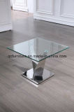 Stainless Steel End Table with Glass Top