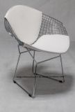 Metal Dining Kd White Back PU Cushion Wire Diamond Chair