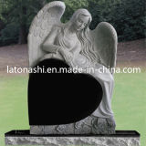 Shanxi Black and Grey Granite Reclining Angel Heart Headstone / Tombstone