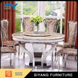 Modern 8 Seater Stainless Steel Table with Marble Top