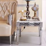 Modern Stainless Steel Legs Marble Top material Square Mirrored Side Table