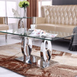 12mm Tempered Glass Coffee Table with Stainless Steel Base