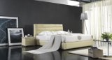 2012 New Design Elegant Soft Bed with Thin Genuine Leather and Match up with Two Night Stand (6065)