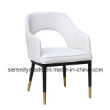 Simple Style White Velvet Fabric Armrest Sofa Chairs with Stainless Steel Base