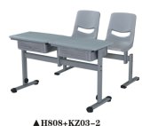 Hot Sale Double Plastic Student Desk and Chair H808+Kz03-2