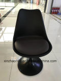 Black Swivel Chair with Metal Base