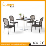 Outdoor Leisure Waterproof Table and Chair Armrest Black Rattan Chair Table Set Garden Patio Wicker Furniture