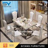 Restaurant Furniture Stainless Steel Dining Table with 6 Chairs