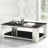 Marble Top Stainless Steel Frame Coffee Table with Flower Printing