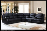 Top Selling Black Leather Home Furniture Corner Recliner Sofa with Storage Consoles