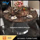 Restaurant Furniture Marble Table Stainless Steel Table Round Dining Table