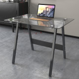 Modern Glass Computer Desk with Steel Frame
