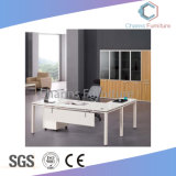 Simple Desing Office Furniture White L Shape Manager Table with Metal Frame (CAS-ED31449)