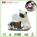 High-Quality Hand-Painted Polyresin Cute Dog Statue with Crackle Ball Solar Light, Make Your Own Garden Solar Light
