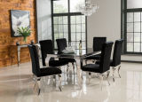 Hot Italian Dining Room Tempered Glass Stainless Steel Modern Furniture